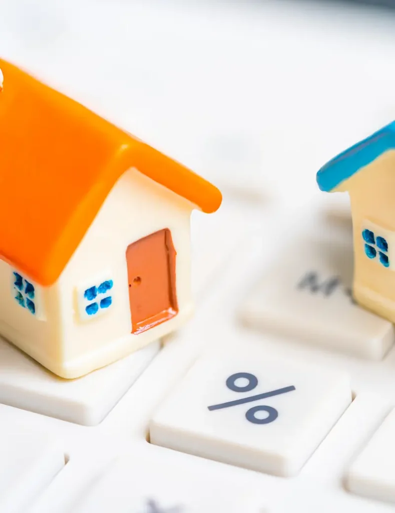 Toy houses on keyboard